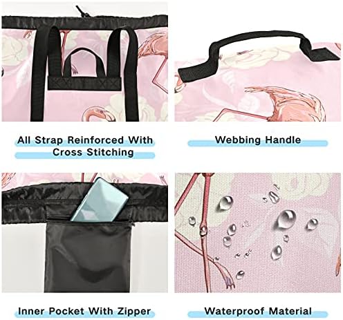 Pink Flamingo torba za pranje veša sa naramenicama torba za ruksak za pranje veša sa vezicama za zatvaranje vješalice