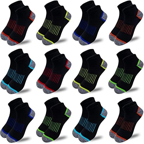 JAMEGIO čarape za dječake 12 pari dječijih Niskorezanih čarapa pola jastuka sportski gležanj atletske pamučne čarape