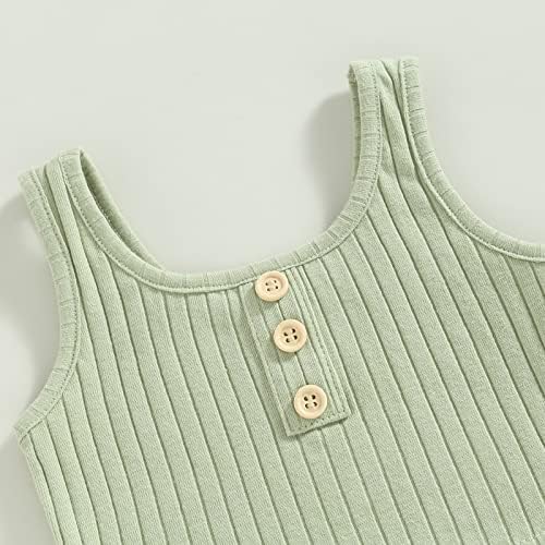 Toddler Baby Girl Outfit Pletena majica Spremnici bez rukava s rukavima Hlače Hlače 2pcs Ljetna odjeća
