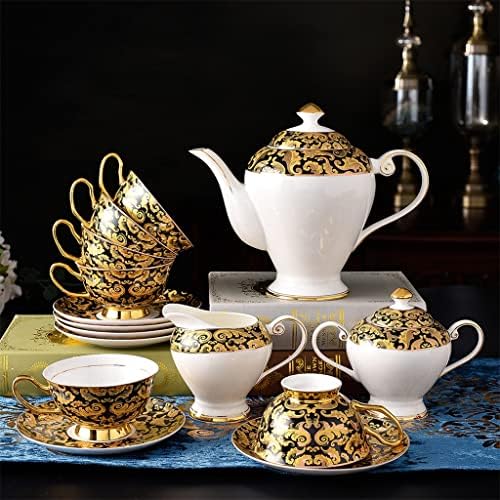 Zhuhw 15 kom klasični stil keramički čaj za čaj od zlatnog porculanskog pića za popodnevni čaj 6 osoba