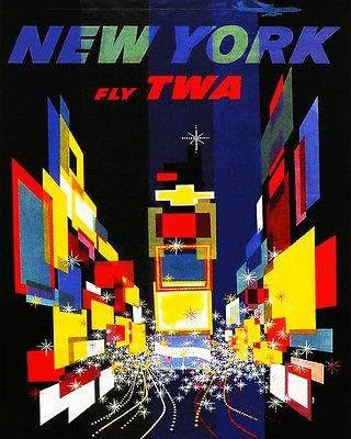 1957 New York - fly TWA reklamni Poster za putovanja