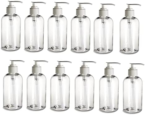 12 pakovanja - 8 ozljeznica Boston plastične boce - Bijela pumpa - za esencijalna ulja, parfemi, proizvodi za čišćenje - prirodne farme ...