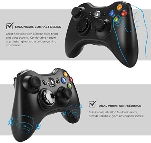 YCCTEAM bežični regulator za Xbox 360, Wireless Game Controller GamePad Joystick sa vibracijskim i ramenim