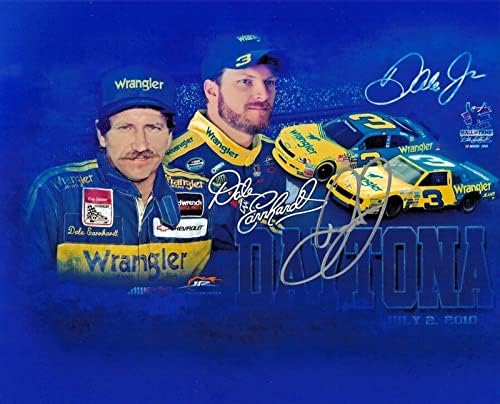 Dale Earnhardt Jr Wrangler Daytona potpisao je 8x10 FOTO W / DALE EARCHARDT SR W / COA - AUTOGREMENA NASCAR Photos