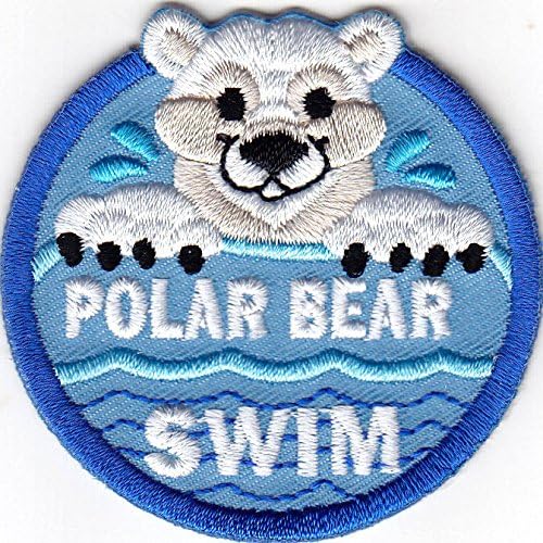 Polarni medvjed pliva - plivanje, sport, zima, plivač / gvožđe na vezenom zakrpu