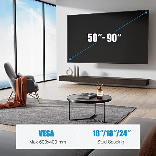 Pipishell Full Motion TV zidni nosač za najviše 23-60 inča do 88klbs, Max Vesa 400x400mm, Pipishell Full Motion TV zidni nosač za većinu 50-90 inčnih televizora do 165 kilograma, max vesa 600x400mm