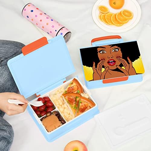 Alaza Afrička američka žena Afro pop art bento ručak kutija BPA-bez propuštanja posude za ručak sa vilicom i kašikom,