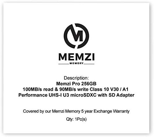 Memzi PRO 256GB memorijska kartica kompatibilna/radi sa Samsung Galaxy A90 5G, A70, A60, A50, A40, A30, A20e, A20, A10e, A10s, A10 mobilnim telefonima - 100MB/s U3 A1 V30 Klasa 10 Micro SDXC sa SD adapterom