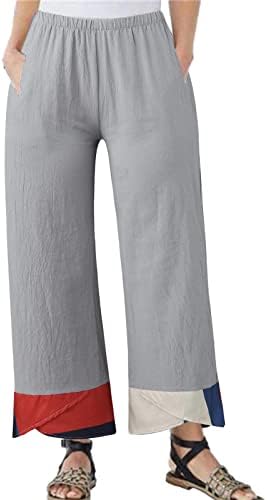 Miashui kratke pantalone žene Casual sa džepovima pantalone elastični struk pamuk žene labave nepravilne noge Široki laneni Casual