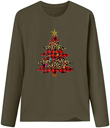 Ženska božićna pulover majica tinejdžerke božićne stablo pletene leopard tiskane duksere casual dugih