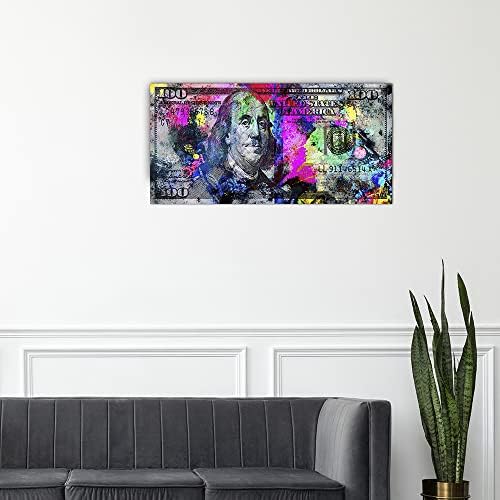 Samo udahnite 100 dolara Bill Wall Art Canvas Print Office Decor Money Inspirational Wall Art Money Pop Art