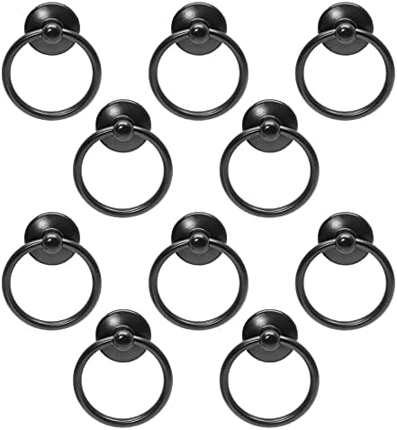 Uenhoy 10 kom ormarić prsten ručke za povlačenje Crne vučne prstenaste dugmad 1-3/4 inča ladica s jednom