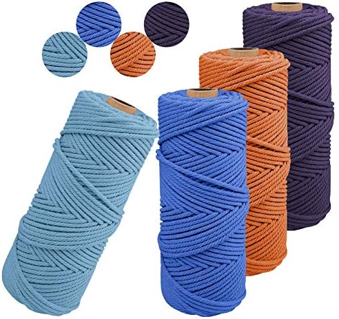 Jeogyong paket 4 makrame 2mm x 109 roda 3 u boji prirodni pamuk makrame konop pamučni kabel-savršen makrame zalihe za zidne vješalice / obnase / za obrt / pletenje / ukrasne projekte