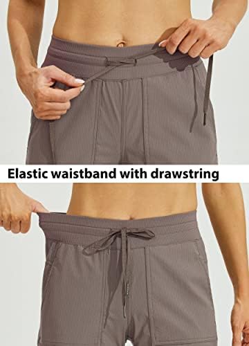 Willit ženske tkane Capris Pješačke putne hlače prugaste vježbe na vezice sa džepovima lagan Quick Dry