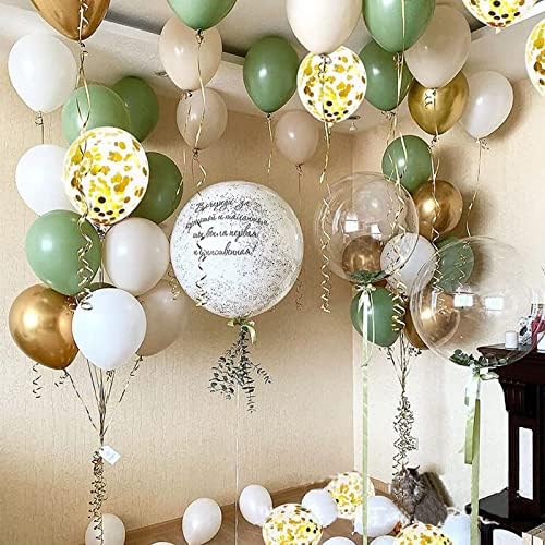 Kizzhisi 121 kom. Sage Green Balloon Garland Arch Kit, maslina Green Gold Bijeli baloni za bebe