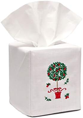 Jacaranda Lining posteljina kutija za tkivu, crvena kruška stablo, bijelo, 4,5 x 4,5 x 5,25 , 4 unca