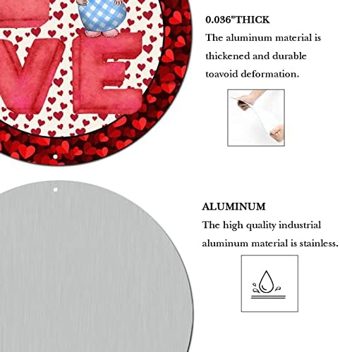 Okrugli metalni valentinovo vijenac znakovi love crveno srce slatko gnome kosični znak zemlje unutarnji vanjski
