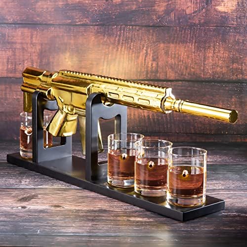 AR15 Gold Whisky Decanter Set sa čašama za viski sa 4 metka-vino Savant , poklon za očeve, ujake, sinove-veteranski