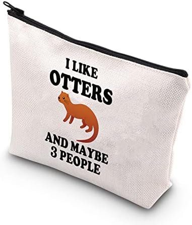Bdpwss Otter torba za šminkanje Funny Otter Lover poklon za žene luda Otter Lady poklon volim vidre i možda 3