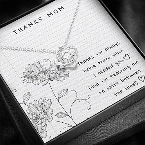 Nakit za poruke, ručno izrađena ogrlica - personalizirani poklon Hvala mama između linija Ljubav Knot ogrlica,