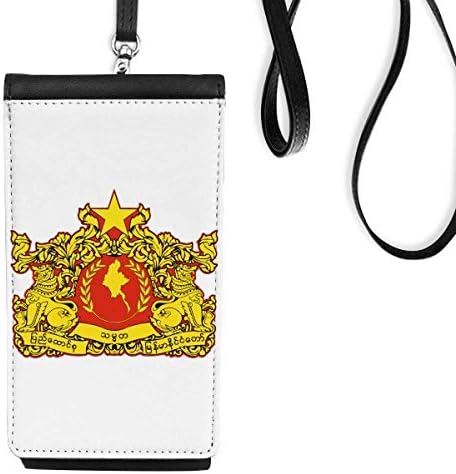 Naypyidaw Burma National Emblem Telefon novčanik torbica Viseće mobilne torbice Crni džep