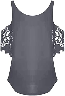 Čipkasti hladni vrhovi ramena za žene ljetni Casual Zip Up V vrat kratki rukav tunike majice meke vafle pletene