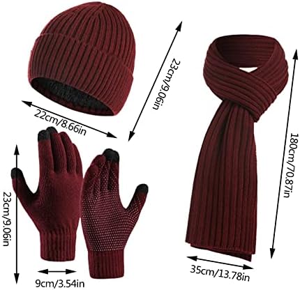 Qvkarw žene & amp; muškarci jesen i zima topla vunena kapa šal rukavice Slouchy tri komada