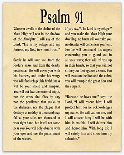 Psalm 91 zidna Umjetnost-zidni dekor Svetog Pisma biblijski stih dekor kućne kancelarije, biblijski stihovi