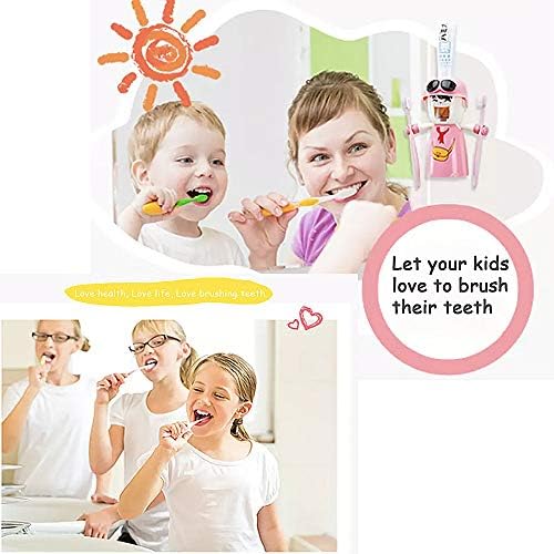 Dječji držači za četkice za zube s čaša, slatke ruke besplatne paste za zube Djeca Automatska crtana kutija za zube za zube, zidni kupatilo koji se lako čisti