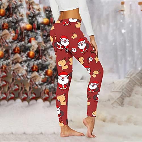 Božićne gamaše visokog struka za žene -ful Dužina Ženske nogavice Slatka jelena SnowFlake Print Yoga hlače Teretane tajice