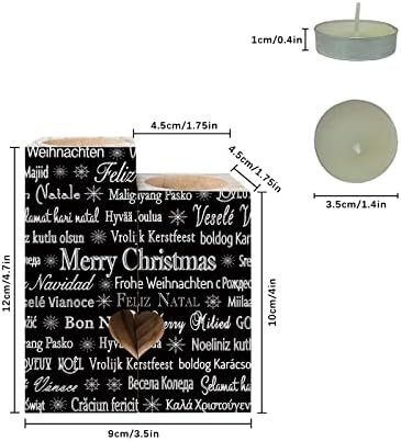 Božić svijećnjak pokloni za žene, dvostrano štampanje svijeća ukras, Bijela višejezična Sretan Božić