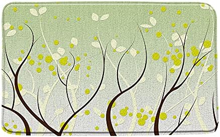 Zelena podloga za kupanje svježe lišće grane proljeće priroda apstraktno Drvo mikrovlakana memorijska pjena kupatilo dekor Mat non Slip Backing17. 7X29. 5Inch