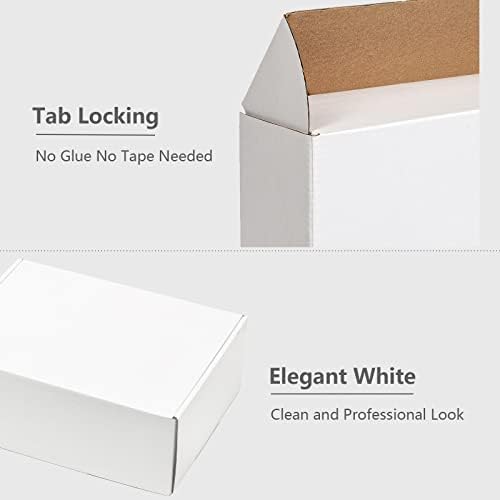 Timirog kutije za otpremu 13x10x3 inča 20 pakovanja Bijela kartonska kutija za mala preduzeća, valovite kutije Tab zaključavanje Literature Mailer Mailing ambalaža za pakovanje knjiga pokloni Craft