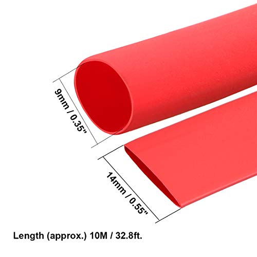 Uxcell cijevi za cijenu od cijevi 9mm dia 14mm ravna širina 10m Dužina 2: 1 Toplinska skupljaj zamotavanje
