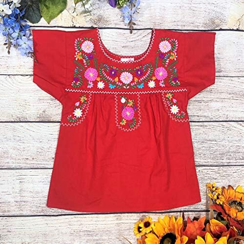 unik tradicionalna Puebla Meksička Omladinska djevojka vezena bluza veličine 4-14
