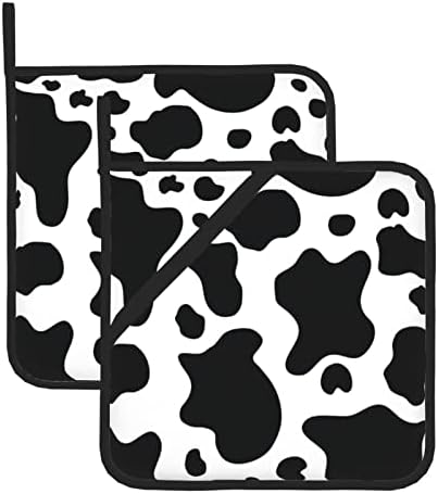 Crno-bijeli kravlji držači za lonce sa 2 pakovanja za kuhinjske držače za lonce otporne na toplotu Setovi držači lonaca za rernu za vruće jastučiće za kuvanje