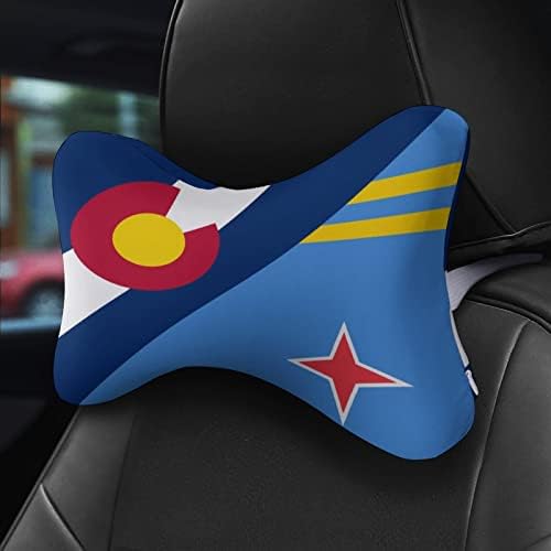 Colorado State Aruba zastave Jastuk za automobilom od 2 nosača za glavu za glavu u obliku kostiju jastuci za putni