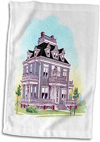 3drose print viktorijanske kuće u svijetlo ljubičastoj boji - ručnici