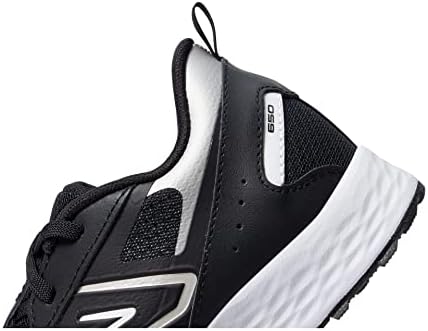 Nova bojna bočana svježa pjena 650 V1 čipkaste cipele, crna / metalik srebrna / bijela, 4,5 široko veliko dijete