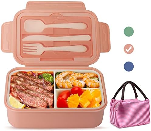 Kutija za ručak iz Bento-a za djecu za djecu, 1100 ml Bento kutija za ručak za djecu 3 odjeljke sa priborom i torbom za ručak, nepropusna BPA besplatno