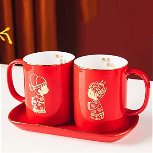 Uxzdx Crvena par čaša za ispiranje usta Set toaletnih potrepština za domaćinstvo keramička čaša za četkanje cilindra WC zuba