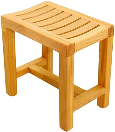 GOODBZ sjedeća stolica za kupaonicu Drvo stolica za tuširanje naslon za noge stolica za brijanje s neklizajućim nogama ｜za šampon stalci za prikaz ručnika kupaonske stolice