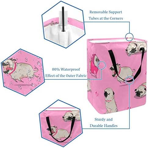 Slatka životinjska šapa uzorak Pink Print sklopiva korpa za veš, 60L vodootporne korpe za veš kanta za veš igračke skladište za spavaonicu u kupatilu