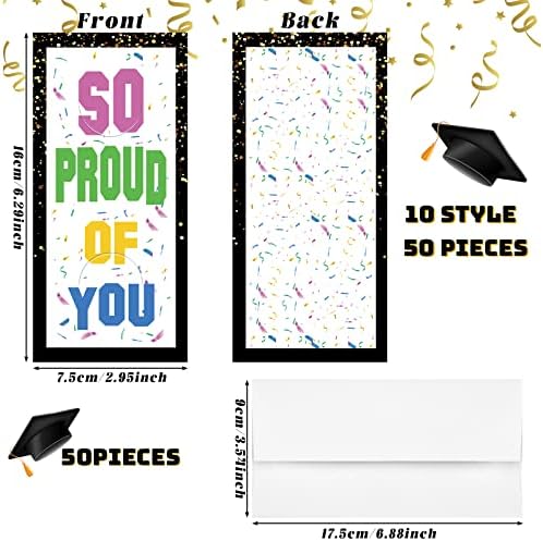 Yexiya 50 Set poklon kartice za diplomiranje klasa 2023. sa 50 kom bijele koverte Poklon bonovi sa kovertama držač novca kartice za diplomiranje pozivnica za zabave pokloni favorizira zalihe
