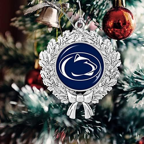 Od srca preduzeća Penn State vijenac sa tim Logo srebrni Metal Božić ukras poklon Drvo ukras PSU