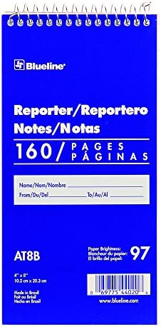 Blueline Reporter Notebook / notebook, 4 x 8 inča, 160 stranica / 80 listova