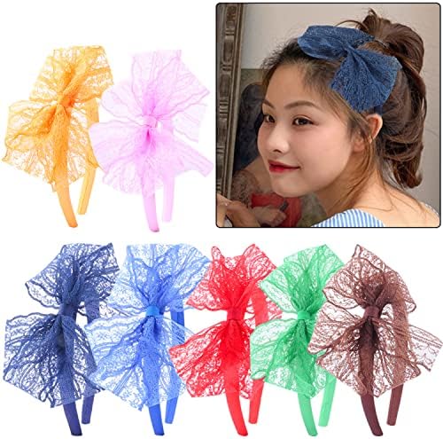 AlamnoFu 10kom Lace Women Headbands Costume Accessories for 80s Theme Party meke čipkaste lukove traka za glavu