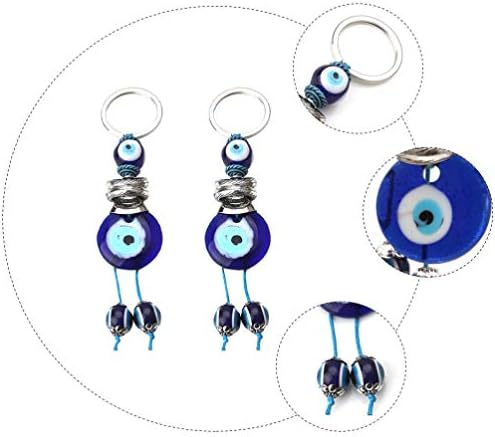 Nuobesty Blue Keychain 2pcs Blue Evil Eye Privjesak za ključeve turski zid Viseći ukras za ukrašavanje