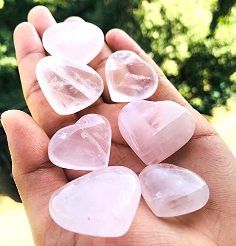 Crystalmiracle Rose Kvarc od 25 mm Heart Rock Crystal Bearing Reiki Feng Shui Poklon Pozitivna meditacija