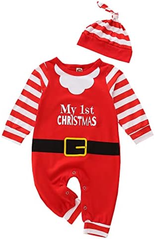 Louvasabuce Dojenčišta Dječja dječake Moja prva božićna odjeća Dugim rukavima X-mas Santa odjeća za rub